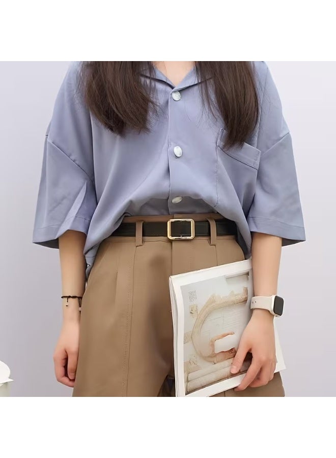 Goolsky 1 Unisex Black Vintage Pin Buckle PU Leather Belt for Jeans, Men's Trendy Simple Versatile Waistband - Image 3