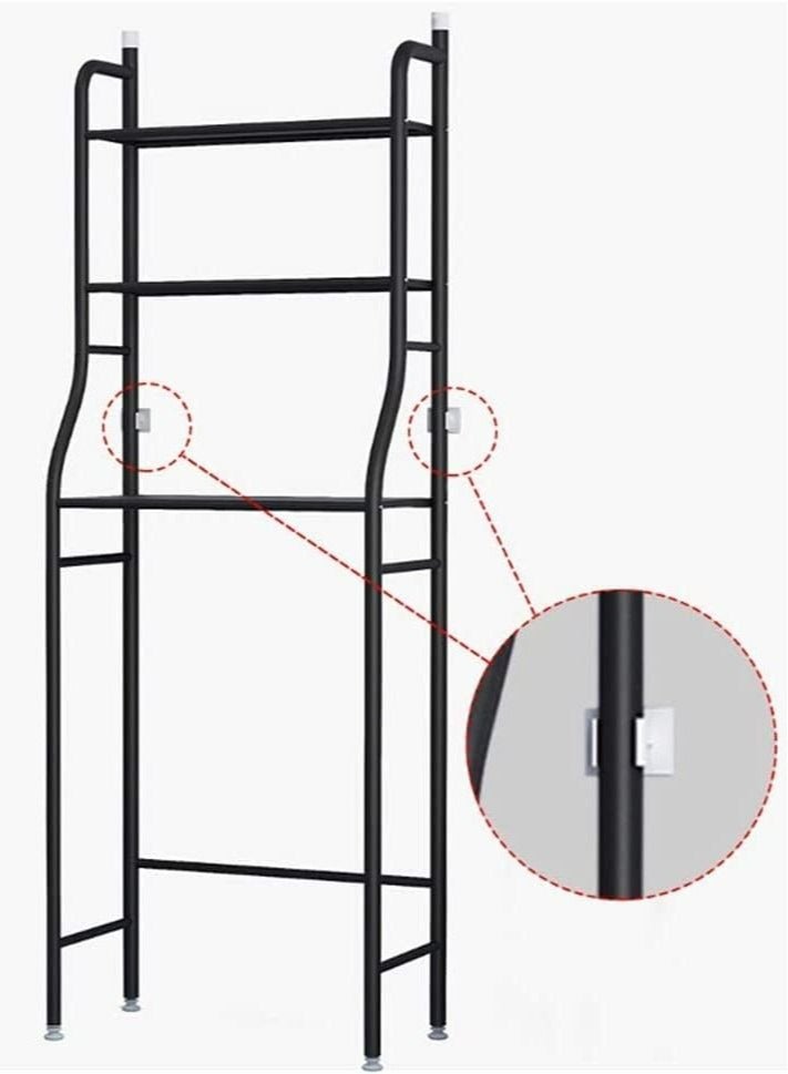 RollsTimi  3 Tier Metal Toilet Cabinet Shelving Kitchen Bathroom Space Saver Shelf Organizer Black - Image 2