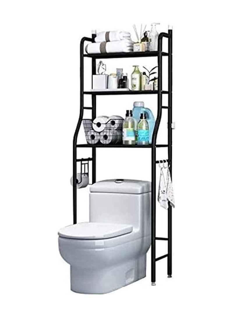 RollsTimi  3 Tier Metal Toilet Cabinet Shelving Kitchen Bathroom Space Saver Shelf Organizer Black - Image 3