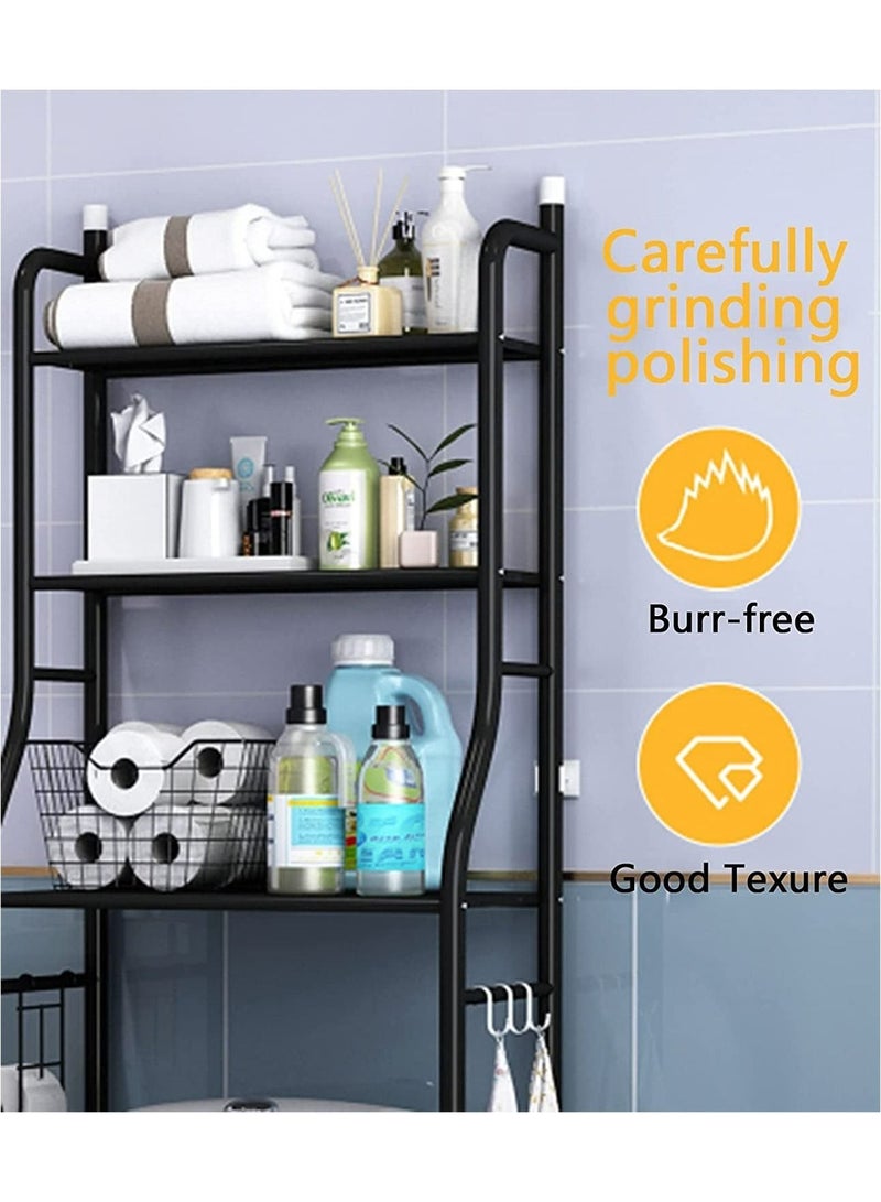 RollsTimi  3 Tier Metal Toilet Cabinet Shelving Kitchen Bathroom Space Saver Shelf Organizer Black - Image 5