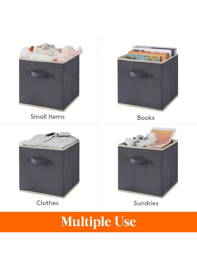 Lifewit 12 Packs Storage Cubes, 11 Inch Cube Storage Bins, Foldable Decorative Fabric Storage Baskets for Organizing Home Organizers with Handles for Shelves, Closet, Grey - Image 4