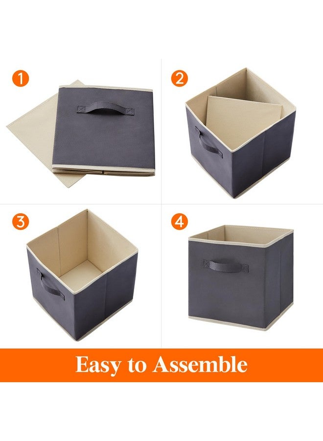 Lifewit 12 Packs Storage Cubes, 11 Inch Cube Storage Bins, Foldable Decorative Fabric Storage Baskets for Organizing Home Organizers with Handles for Shelves, Closet, Grey - Image 2