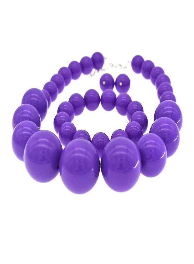 CIOOU Large Big Faux Pearl Necklace for Women Chunky Pearl Necklace and Earrings set 1920s Costume Jewelry set Prom party Wedding (purple) - Image 5