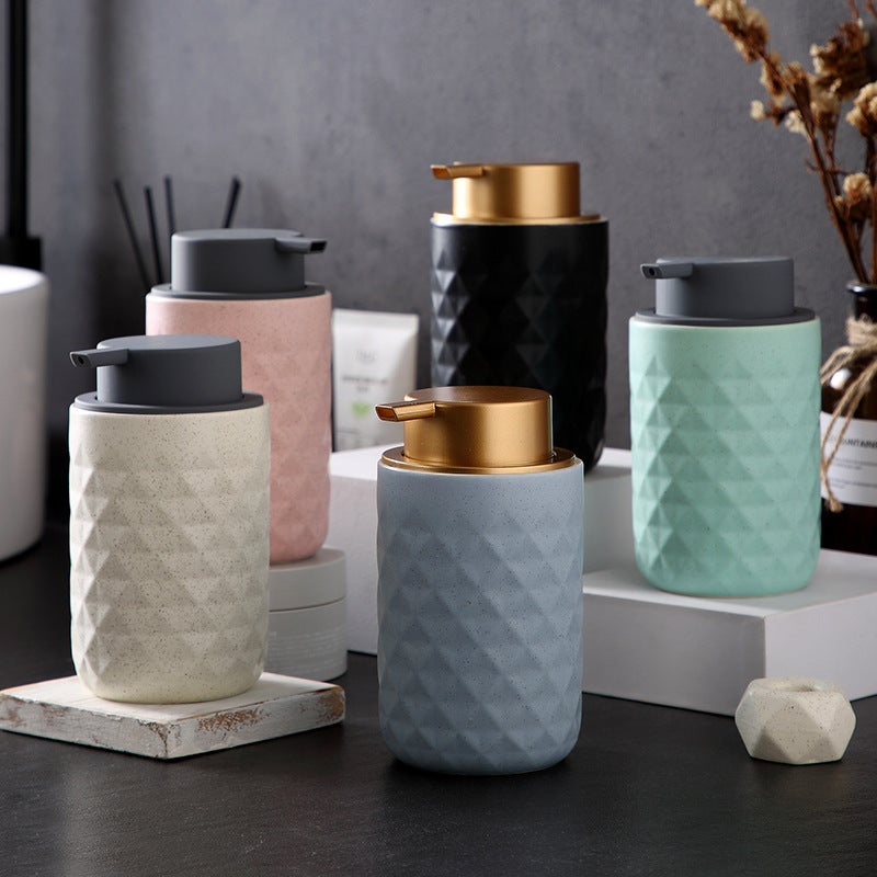 Simple Ceramic Foaming Bottle Press-Type Nordic Style Foam Hand Cleanser Bottled Body Soap Shampoo Mousse - Image 3