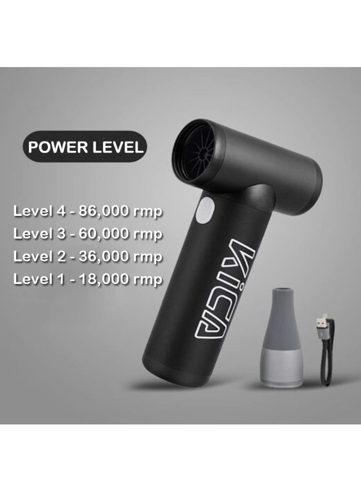 KiCA JetFan KC1 Compressed Air Replacement Air Duster Blower 86000 RPM Electric Air Can for Computer Keyboard Cleaning Hair Drying Recharge Battery 10WFast Charging 4 Speed - Image 4