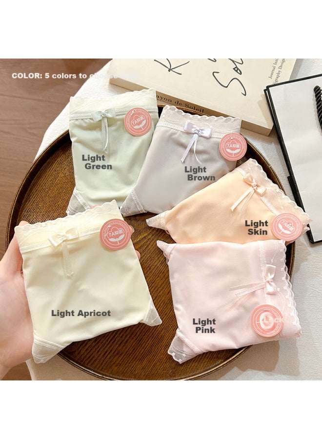 Your Sun Comfortable Ice Silk Lace Trim Mid-Rise Women'S Antibacterial Breathable Underwear Set Of 4 For Ladies, Students, Mixed Colors, Size L - Image 4