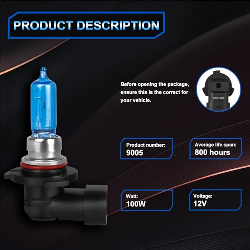 XRDHJI Fit for Elantra 2020-2024 High Performance Halogen Headlight Bulbs,9005 High Beam + 9005 Low Beam Headlamp Replacement Bulbs Kit, Plug and Play,Pack of 4 - Image 4