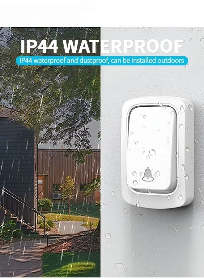 جرس الباب اللاسلكي المقاوم للماء,نطاق 500ft عالي بما فيه الكفاية مع 3 مستويات حجم و 38 جرس,مجموعة جرس الباب اللاسلكي,1 جهاز استقبال و 1 زر ضغط - Image 5