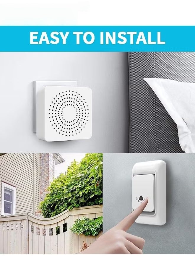 جرس الباب اللاسلكي المقاوم للماء,نطاق 500ft عالي بما فيه الكفاية مع 3 مستويات حجم و 38 جرس,مجموعة جرس الباب اللاسلكي,1 جهاز استقبال و 1 زر ضغط - Image 4