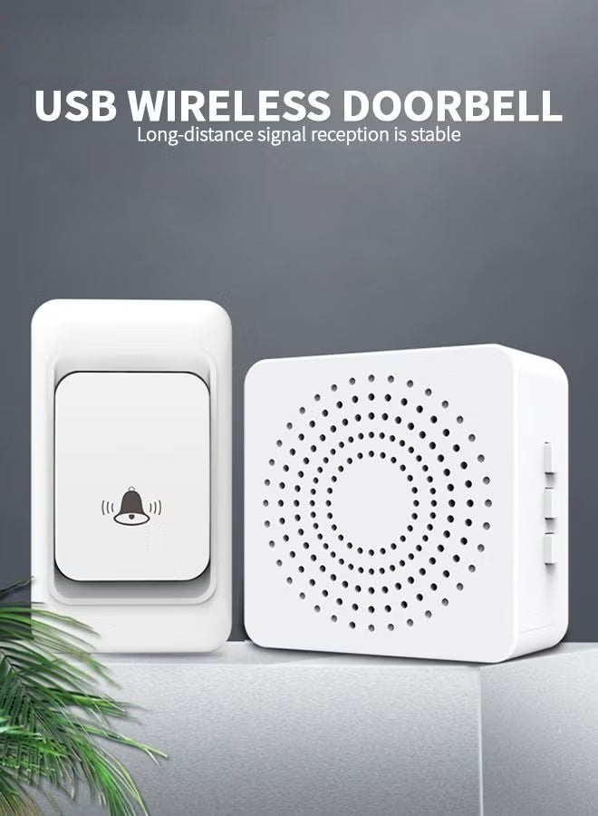 جرس الباب اللاسلكي المقاوم للماء,نطاق 500ft عالي بما فيه الكفاية مع 3 مستويات حجم و 38 جرس,مجموعة جرس الباب اللاسلكي,1 جهاز استقبال و 1 زر ضغط - Image 2