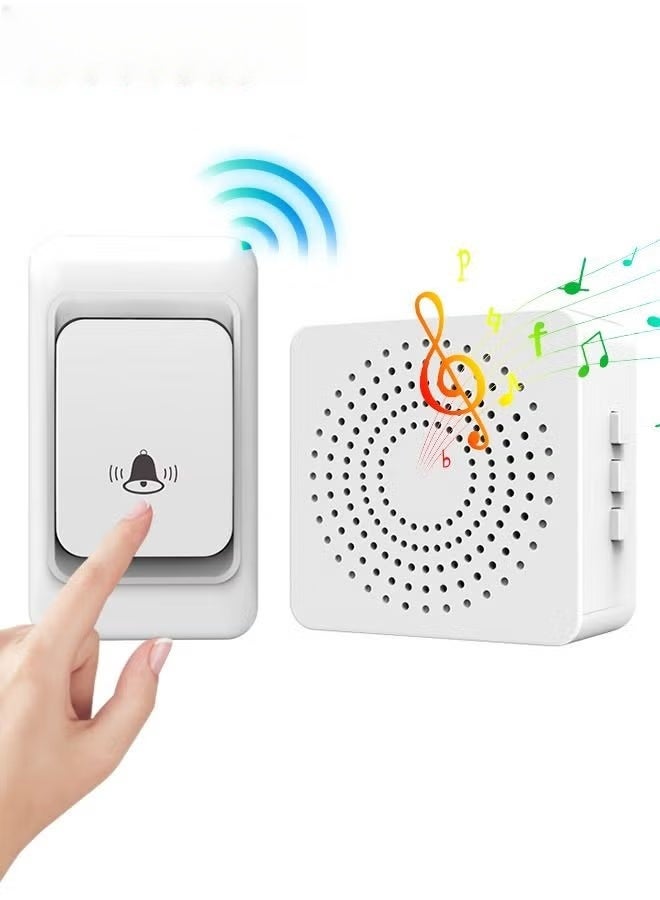 جرس الباب اللاسلكي المقاوم للماء,نطاق 500ft عالي بما فيه الكفاية مع 3 مستويات حجم و 38 جرس,مجموعة جرس الباب اللاسلكي,1 جهاز استقبال و 1 زر ضغط - Image 1