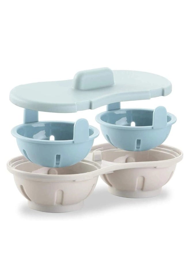 Dual-Cavity Microwave Egg Cooking and Steaming Device, High Temperature Resistant, Multi-Functional, Made of Safe and Odor-Resistant PP Plastic, with Heat-Resistant Lid and Handle, for Quickly Preparing Boiled Eggs, Poached Eggs and Baby Egg Custard, Non-Stick Surface, Easy to Clean - Image 2