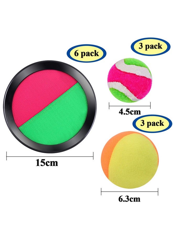Cooraby Cooraby 3 Set Paddle Toss and Catch Ball Game with Storage Bag for Sports, Beach and Party Favor, 6 Paddles and 6 Balls, Black  - Image 2