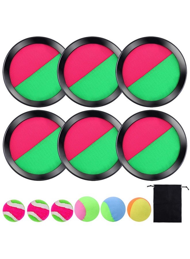 Cooraby Cooraby 3 Set Paddle Toss and Catch Ball Game with Storage Bag for Sports, Beach and Party Favor, 6 Paddles and 6 Balls, Black  - Image 1