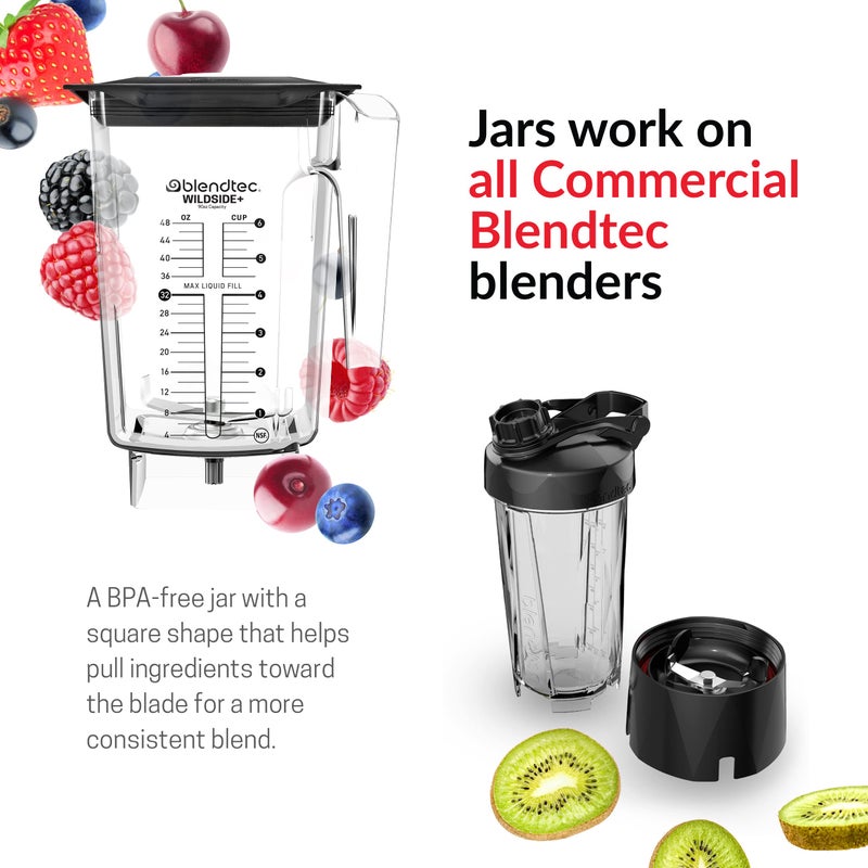 Blendtec Blendtec 90 oz WildSide Jar, Commercial Grade - Five-Sided Replacement Blender Jar - Compatible with Blendtec Blenders - 36 oz Blending Capacity - Clear  - Image 3