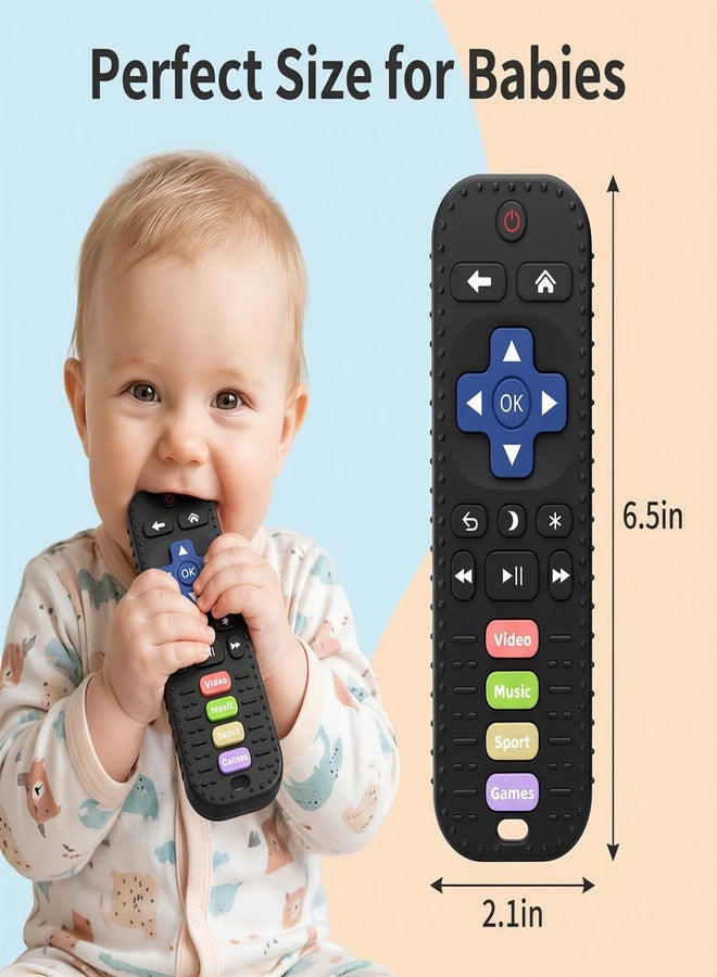 Meartchy Baby Teething Toys, Remote Control Sensory Teether, Silicone Chew Toy for Teething Relief, BPA-Free Baby Remote Gift for Infants 3-6, 6-12 Months (Black) - Image 2