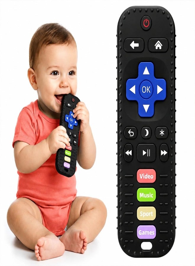 Meartchy Baby Teething Toys, Remote Control Sensory Teether, Silicone Chew Toy for Teething Relief, BPA-Free Baby Remote Gift for Infants 3-6, 6-12 Months (Black) - Image 1