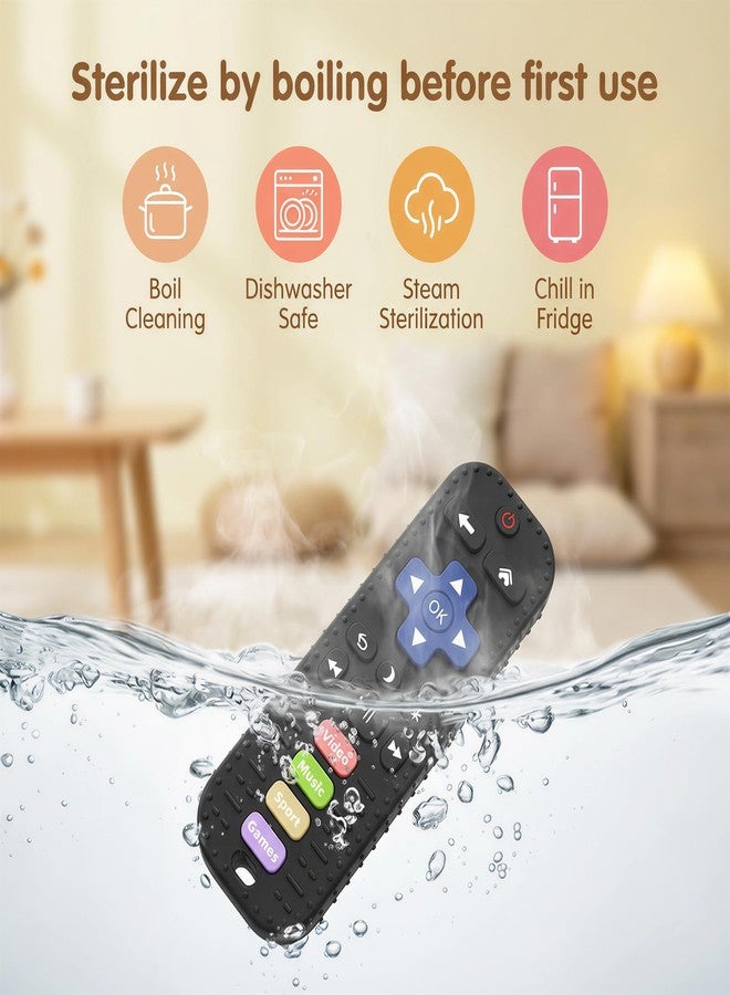Meartchy Baby Teething Toys, Remote Control Sensory Teether, Silicone Chew Toy for Teething Relief, BPA-Free Baby Remote Gift for Infants 3-6, 6-12 Months (Black) - Image 4