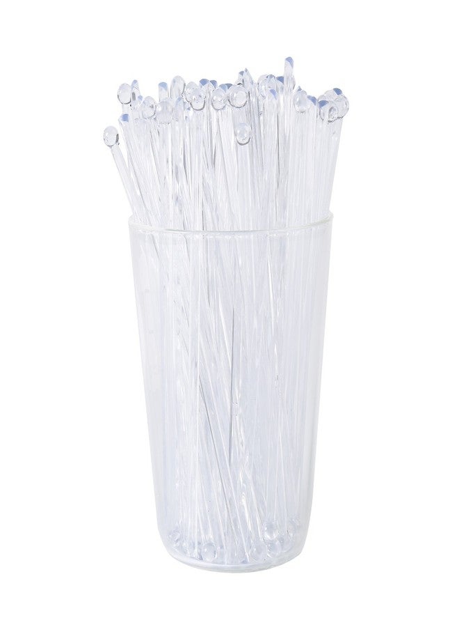 Gmark 6 Inch Plastic Round Top Swizzle Sticks 100 ct Clear, Ball Head Stirrer 100 Pack GM1003D - Image 1