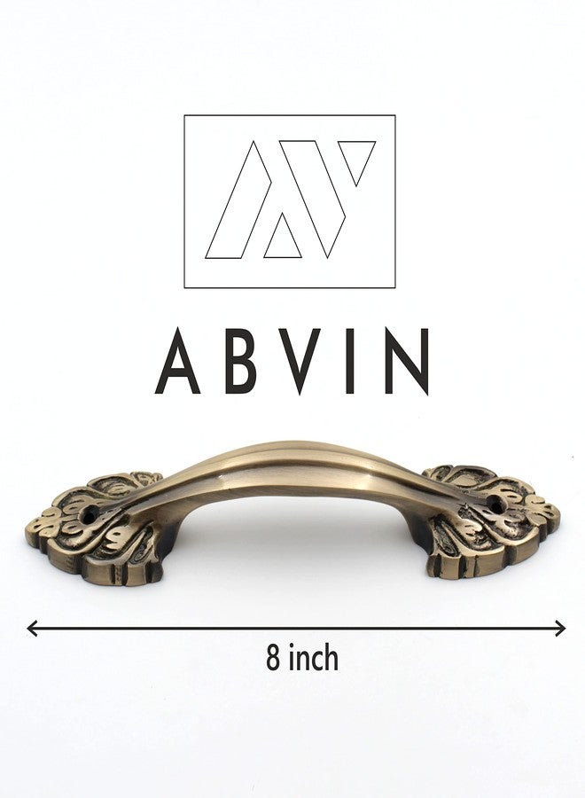 ABVIN مقبض باب عتيق من النحاس الخالص على شكل زهرة من ABVIN، مناسب لمقابض الأبواب الرئيسية، ومقابض سحب للأبواب الأمامية - قطعة واحدة (8 بوصة) - Image 2