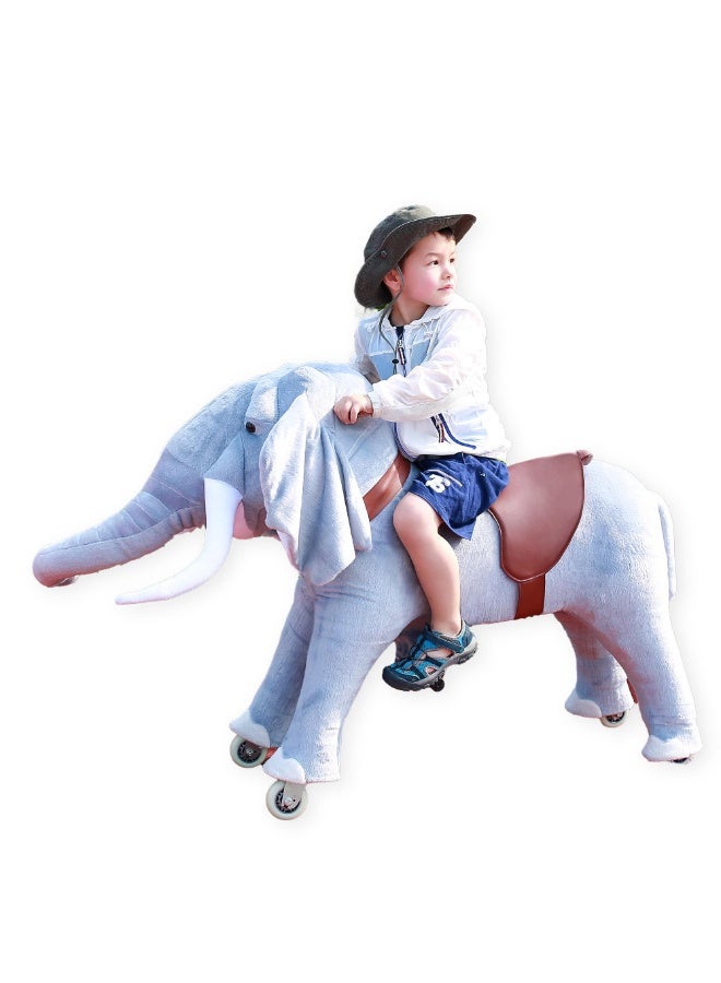 Elephant Pony Rideamal Ride-On Cycle Toy For Kids – Mechanical Plush Ride-On With Handlebar Steering, No Battery, Indoor & Outdoor Use, Age 3+ - Image 1