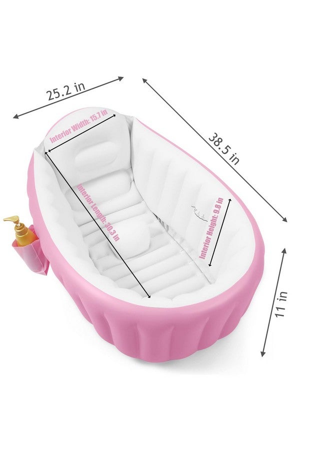 PandaEar Baby Inflatable Bathtub, Portable Travel Baby Infant Bath Tub Toddler Bathtub with Air Pump, Foldable Non-Slip Shower Basin Mini Air Swimming Pool for Newborn (Pink) - Image 1