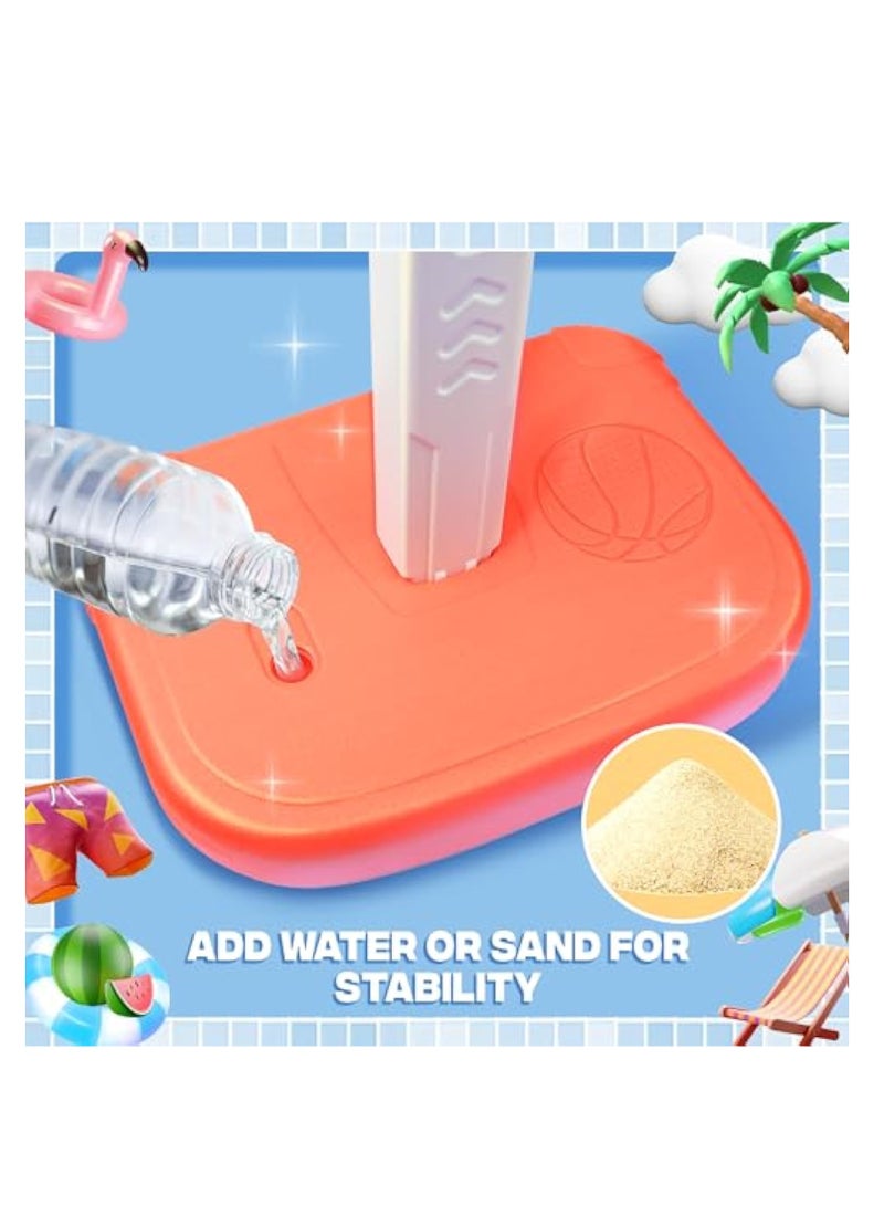 SOLARAE Swimming Pool Basketball Hoop, Pool Toys, 2 in 1 Adjustable Poolside Hoops with Pump, Net and 2 Balls, Indoor & Outdoor Swimming Pool Summer Basketball Game Water Toy, Cool Summer Beach Family Party - Image 5