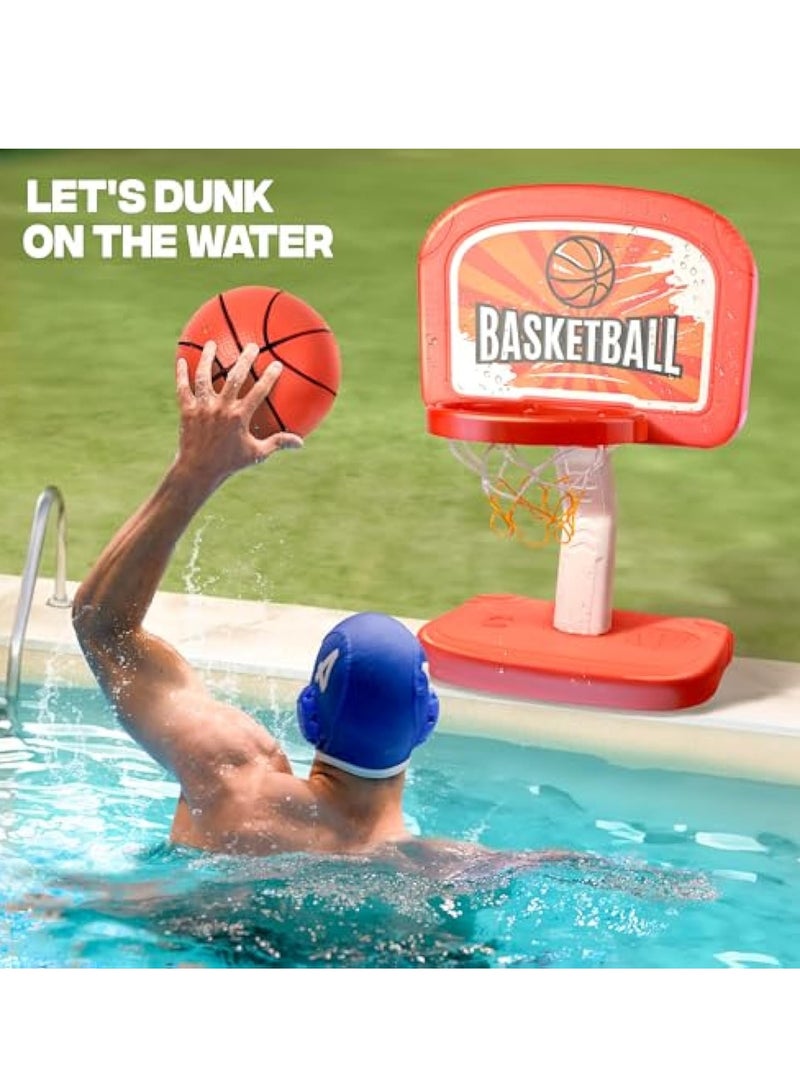 SOLARAE Swimming Pool Basketball Hoop, Pool Toys, 2 in 1 Adjustable Poolside Hoops with Pump, Net and 2 Balls, Indoor & Outdoor Swimming Pool Summer Basketball Game Water Toy, Cool Summer Beach Family Party - Image 3