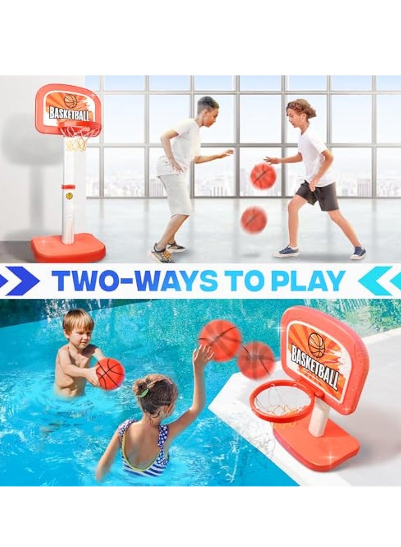 SOLARAE Swimming Pool Basketball Hoop, Pool Toys, 2 in 1 Adjustable Poolside Hoops with Pump, Net and 2 Balls, Indoor & Outdoor Swimming Pool Summer Basketball Game Water Toy, Cool Summer Beach Family Party - Image 2