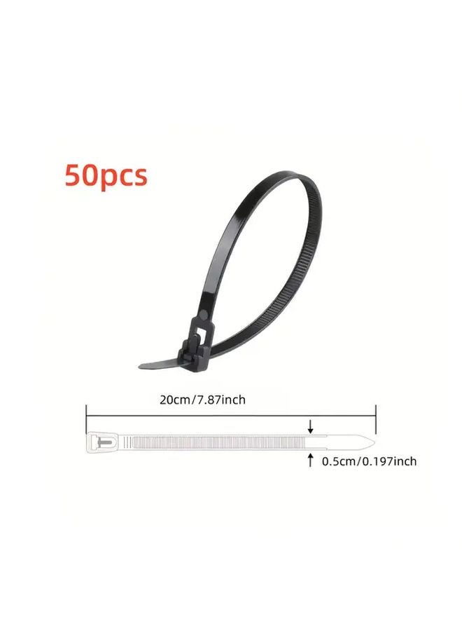 Reusable Detachable Plastic Ties Durable Sturdy Black 0 2 Inch X 7 87 Inch - Image 1