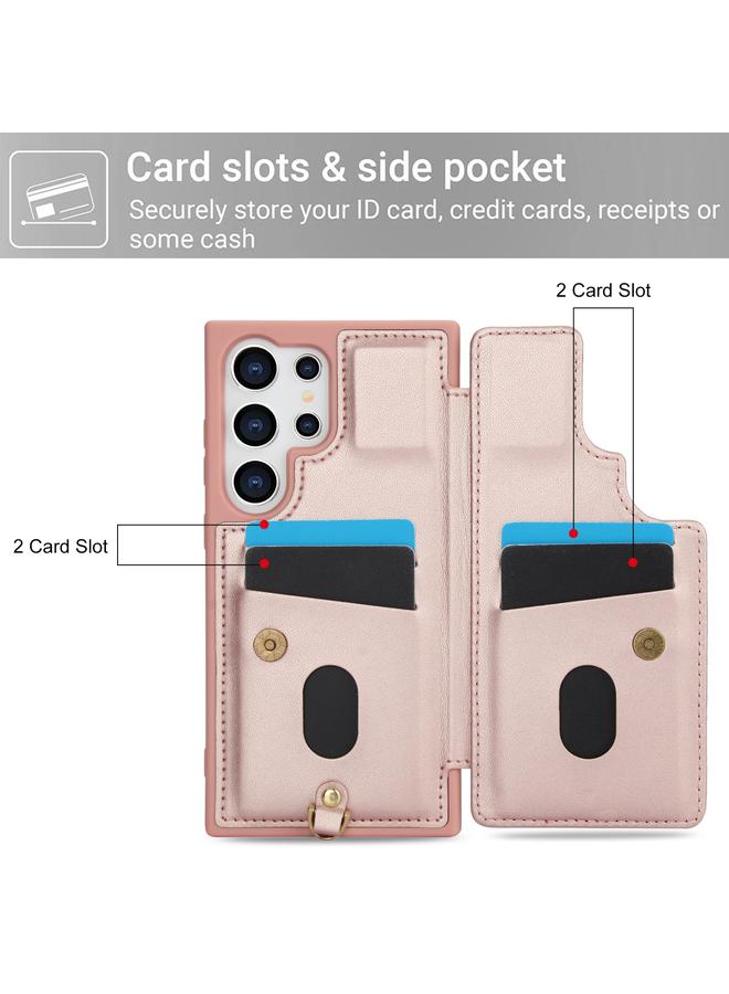 S-TOP Case For Samsung Galaxy S24 Ultra 5G Crossbody Flower Pattern Leather Phone Case - Image 4