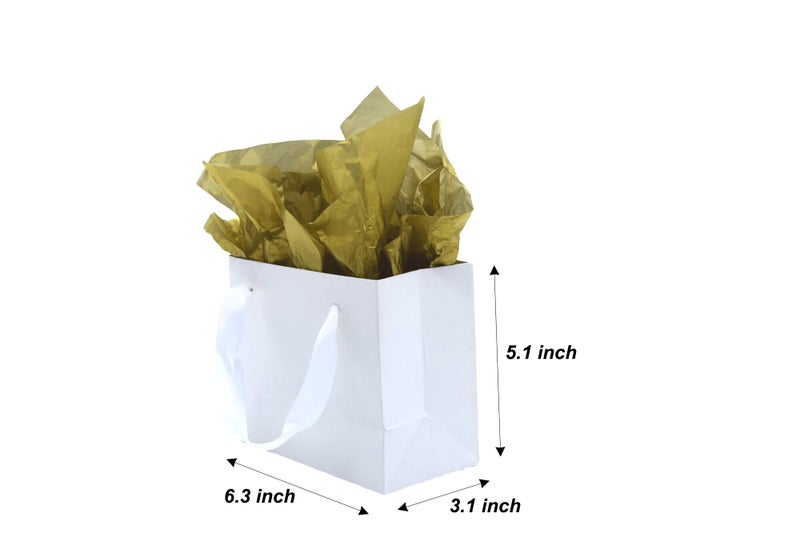 Juneshe Small Gift Bags With Handles & Tissue Paper 4 Pack Mini White Gift Bags  Extra Small White Paper Bags  Tiny Gift Wrap For Birthday Party Favors  Baby Shower - Image 2