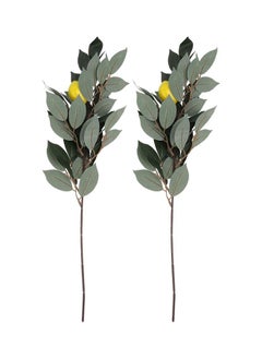 Generic 2-Piece Artificial Lemon Plant Branches Green/Brown/Yellow  - Image 1