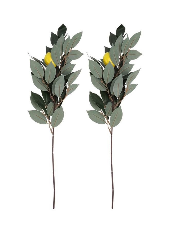 Generic 2-Piece Artificial Lemon Plant Branches Green/Brown/Yellow  - Image 1
