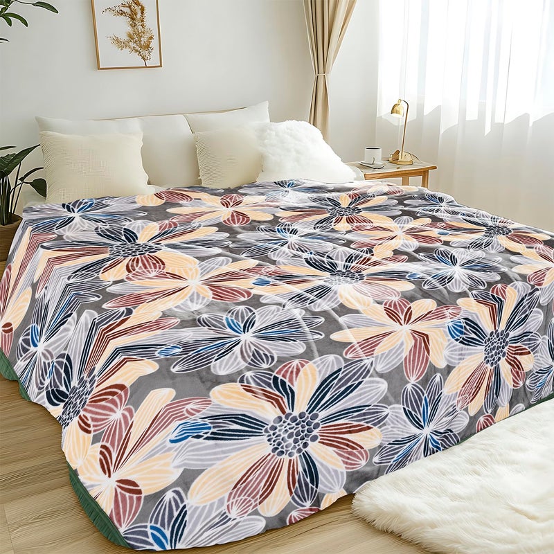 MAXNAP Cloudrest - Yellow Floral Pattern All-Weather AC Blanket for Double Bed – 300 GSM Ultra Soft, Lightweight & Breathable – 220x240 cm, Ideal for Year-Round Use - Image 1