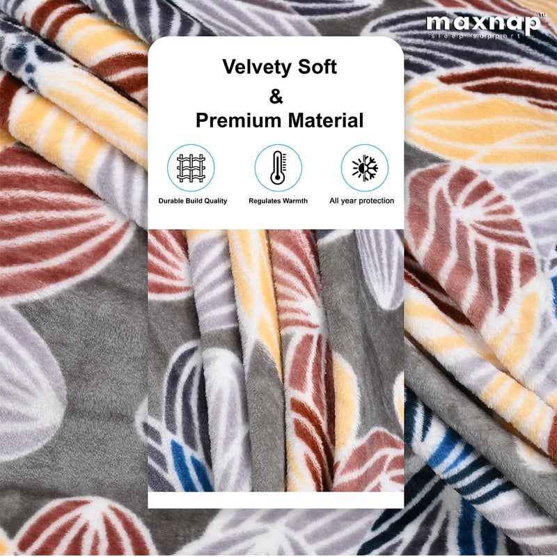 MAXNAP Cloudrest - Yellow Floral Pattern All-Weather AC Blanket for Double Bed – 300 GSM Ultra Soft, Lightweight & Breathable – 220x240 cm, Ideal for Year-Round Use - Image 4