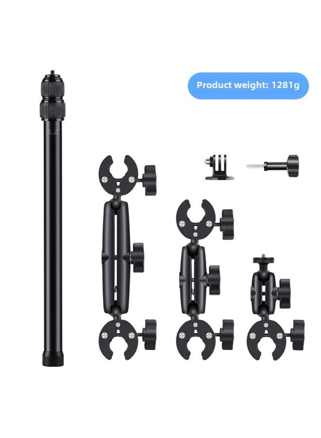 Generic Suitable For Insta3603 Sports Camera Motorcycle Riding Bracket X4/x3 Invisible Selfie Stick Strong Clamp Frame-Color:Complete Set Of Cycling Sets 2  - Image 1