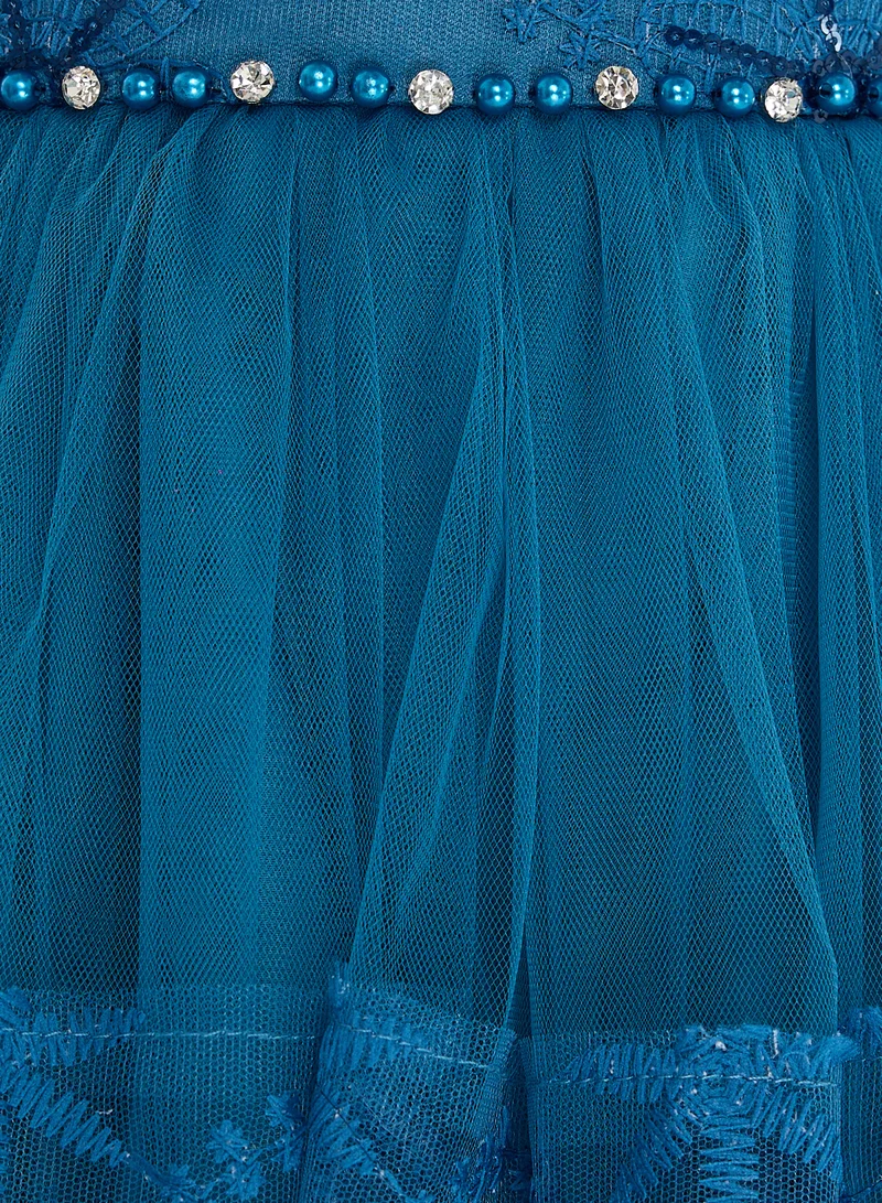 victor and jane Embroidered Tulle Dress