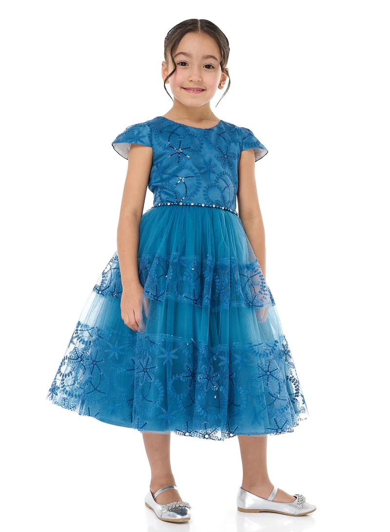 victor and jane Embroidered Tulle Dress