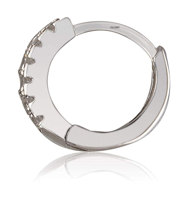 ELOISH 92.5 Sterling Silver Nose Ring for Women. 92.5% Pure Silver CZ Studded Nose Ring for Girls (8MM SMALL DIAMETER) - Image 4