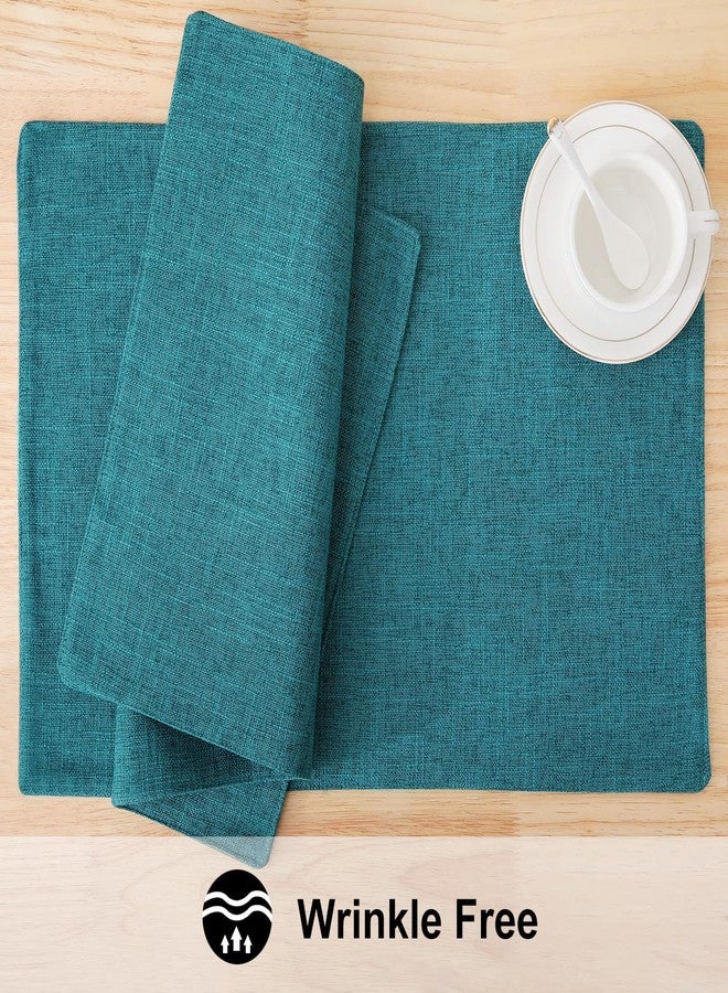 homing Cotton Linen Placemats Set of 6, Cloth Washable Farmhouse Dining Table Mats for Indoors & Outdoors, Easy to Clean, Teal, 13 x 19 Inch - Image 5