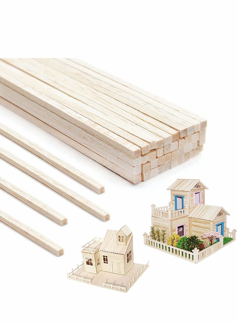 SYOSI 1/8 ×12 inch Wooden Square Dowel Rod, Small Hardwood Unfinished Wood Squrae Sticks for Crafts DIY Projects (100 Count) - Image 1