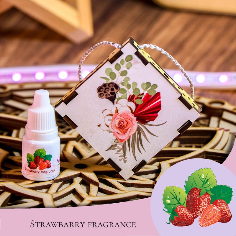 Ad Fresh معطر هواء ADFRESH للغرفة والسيارة والحمام يدوم طويلاً مزيل الروائح مع زيت أساسي عبوة إعادة تعبئة 5 مل موزع عطر لإزالة الروائح من السرير حمام المرحاض بنكهة الفراولة 9 قطع - Image 2