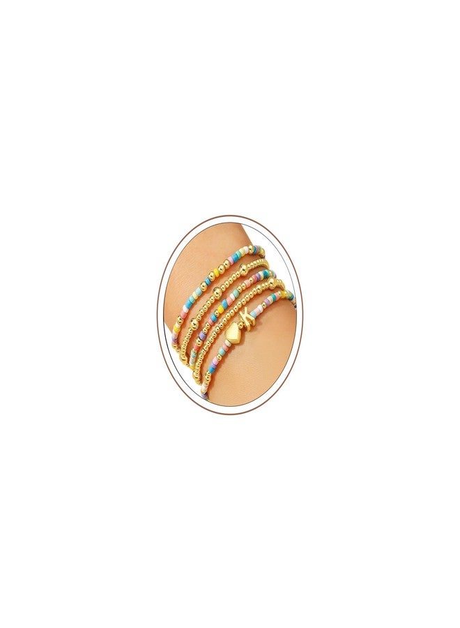 M MOOHAM Easter Gifts for Kids Teens Girls - Colorful Beaded Heart Initial K Bracelet for Girls Kids Jewelry, 6 7 8 9 10 11 12 13 14 Year Old Girl Birthday Gifts, Tween Teenage Girl Gift Idea - Image 1