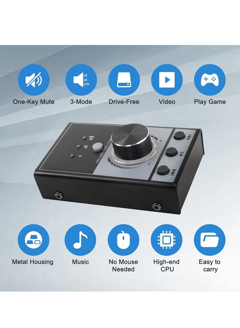 USB Volume Knob Controller, Multimedia Computer Sound Controller, with Play/Pause/Back/Forward Function, Plug and Play, Sturdy and Durable, One-Click Mute, for Phone PC Speaker Audio Adjustment