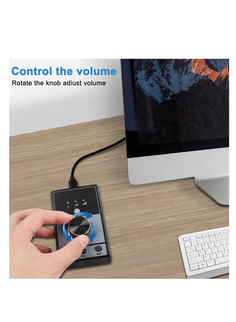 USB Volume Knob Controller, Multimedia Computer Sound Controller, with Play/Pause/Back/Forward Function, Plug and Play, Sturdy and Durable, One-Click Mute, for Phone PC Speaker Audio Adjustment