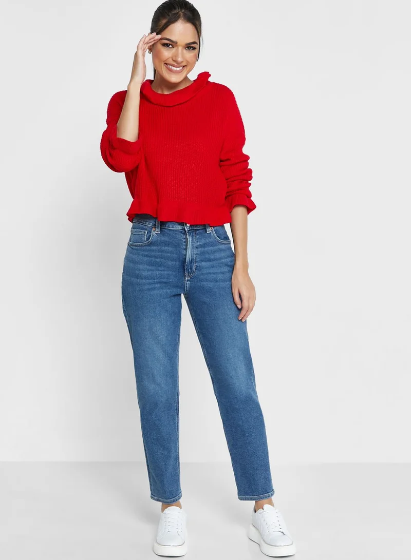 Ginger Ruffled Cropped Sweater