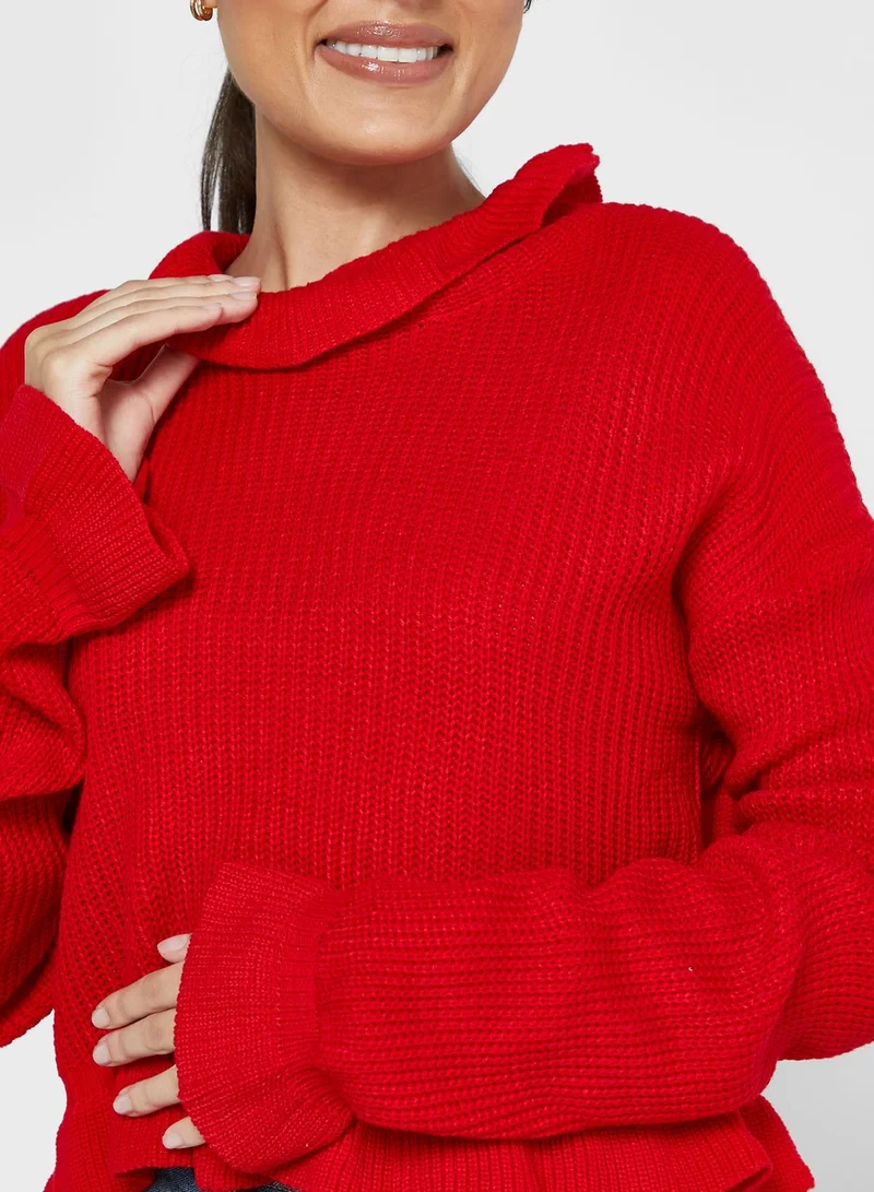Ginger Ruffled Cropped Sweater