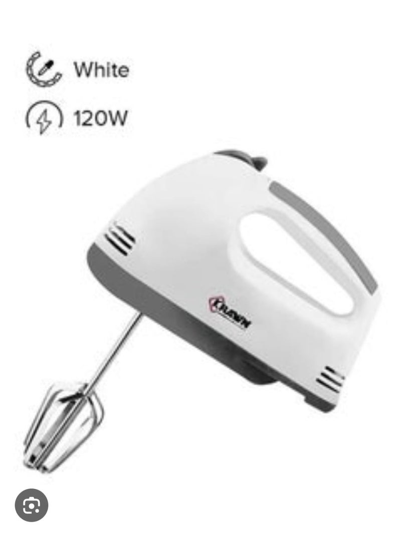 Electric Hand Mixer 120W with 7 Speeds and Stainless Steel Beaters – Ergonomic and Lightweight Design for Cake, Dough, Cream and Baking Preparation at Home  - Image 3