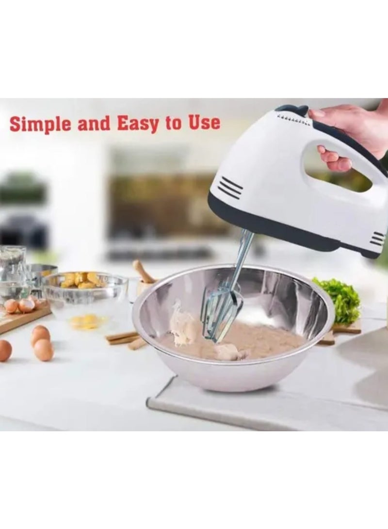 Electric Hand Mixer 120W with 7 Speeds and Stainless Steel Beaters – Ergonomic and Lightweight Design for Cake, Dough, Cream and Baking Preparation at Home  - Image 2